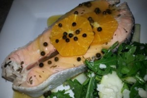 Salmon with Orange and Peppercorns